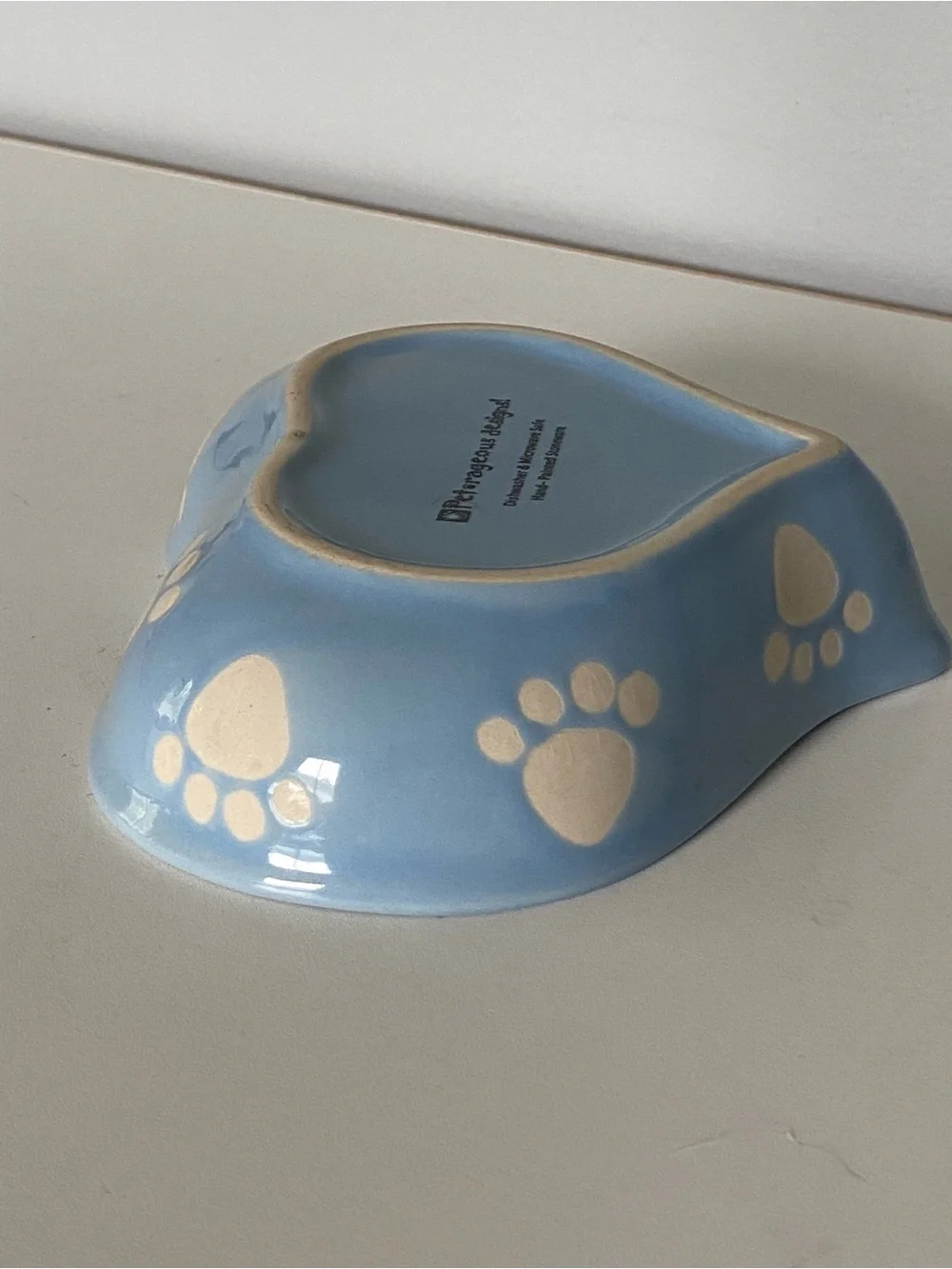 Prince Pet Dish Blue 6” Cat Small Dog Ceramic Food Bowl Ceramic Embossed EUC